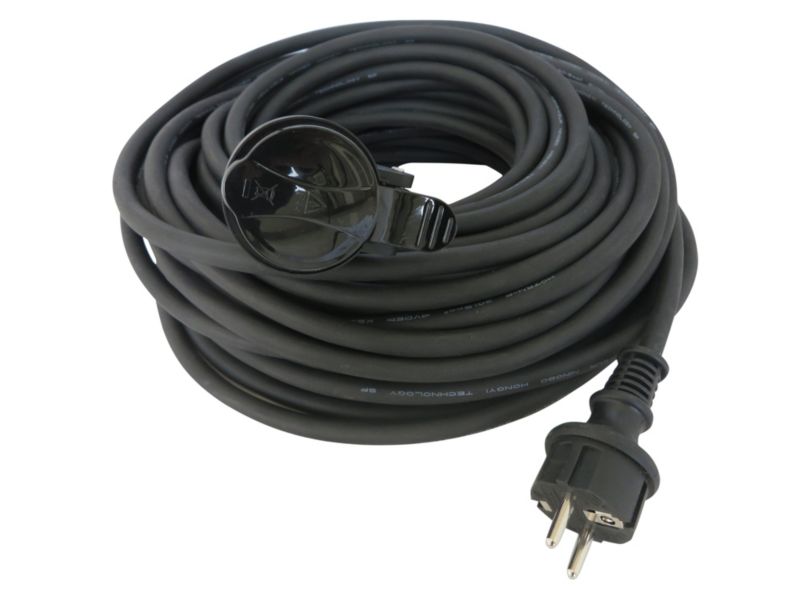 Diall gummikabel forlængerledning til havebrug 30 m 3 x 1,5 mm² sort