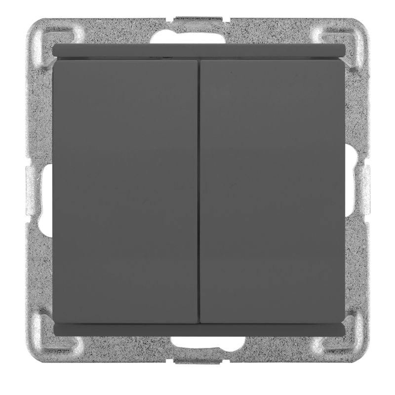 Dobbelt indbygningskontakt Polmark Verona basalt