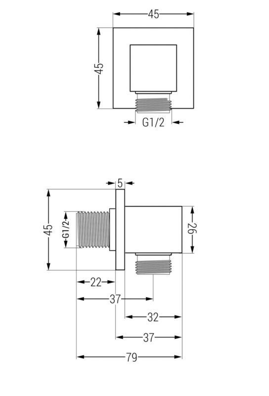 Vinkeltilslutning Mexen Cube hvid 1 stk.