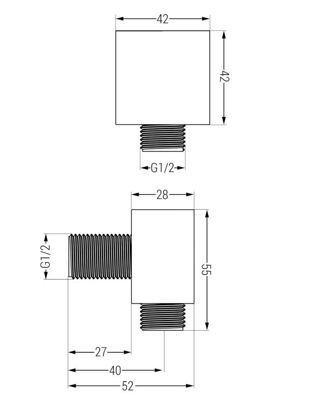 Mexen vinkelforbindelse Inny krom firkantet 1 stk.