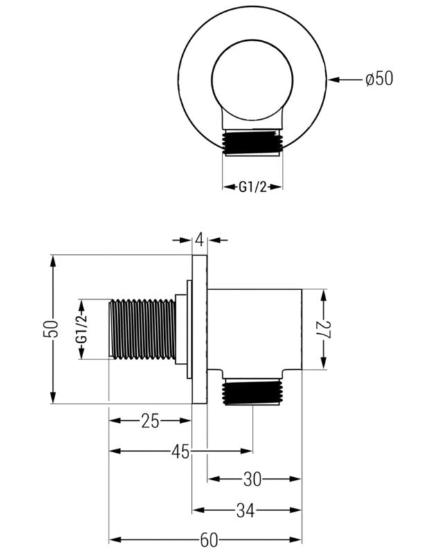 Mexen Kai vinkelforbindelse i krom, 1 stk.