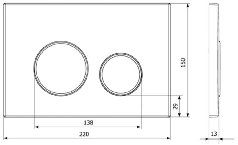 Ravak Circle sort WC-knap med mat finish