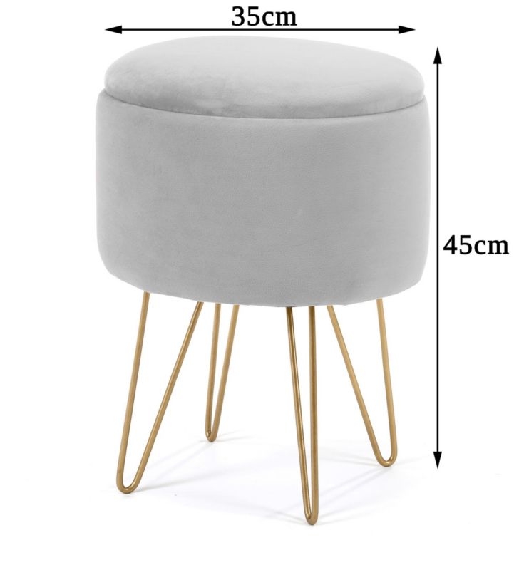 Akord Lili velourpuf med opbevaring, bordeaux, højde 45 cm, 1 stk.