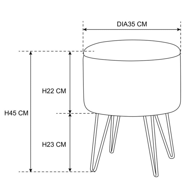 Akord Lili velourpuf med opbevaring blå, højde 45 cm, 1 stk.
