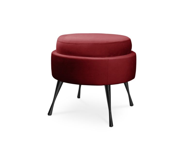 Bettso Musling puf med metalben i mat-sort, rød, 1 stk.