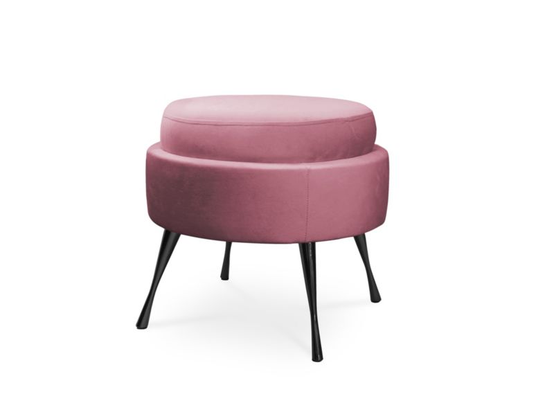 Bettso Muszelka puf med metalben i mat-sort, pudderrosa, 1 stk.