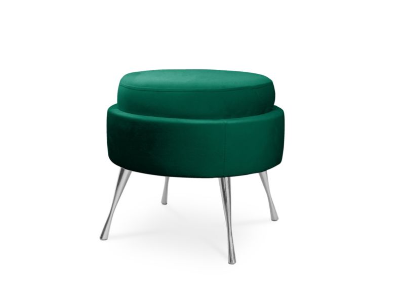 Puf Bettso Muszelka med metalben i sølv, flaskegrøn, 1 stk.