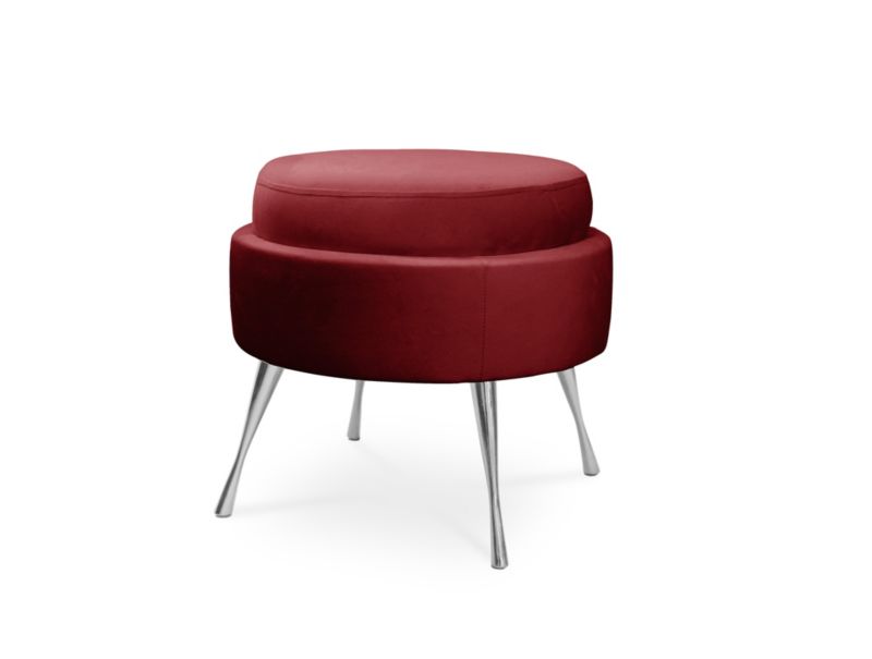 Bettso Musling puf med metalben i sølv, rød, 1 stk.