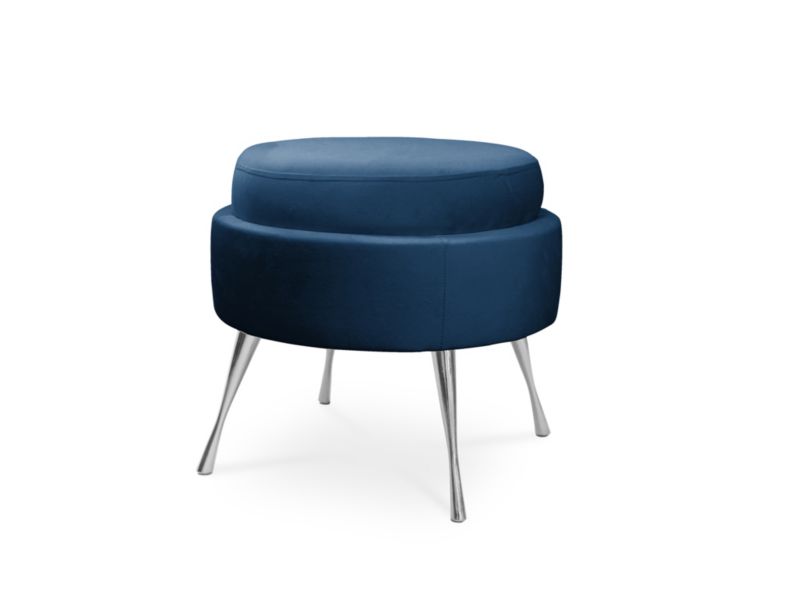 Puf Bettso Musling med metalben i sølv, navyblå, 1 stk.