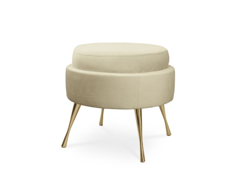 Puf Bettso Musling på metalben i guldfinish, beige, 1 stk.