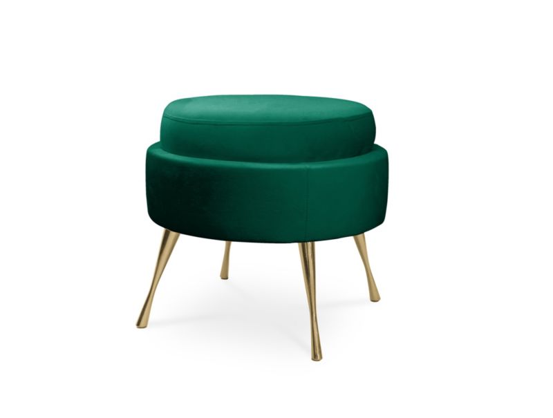 Puf Bettso Muszelka i flaskegrøn med metalben i guld, 1 stk.