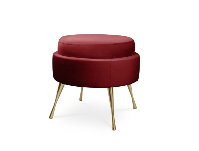 Puf Bettso Musling med metalben i mat‑guld, rød, 1 stk.