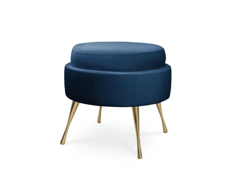 Puf Bettso Musling med metalben i mat‑guld, navyblå, 1 stk.