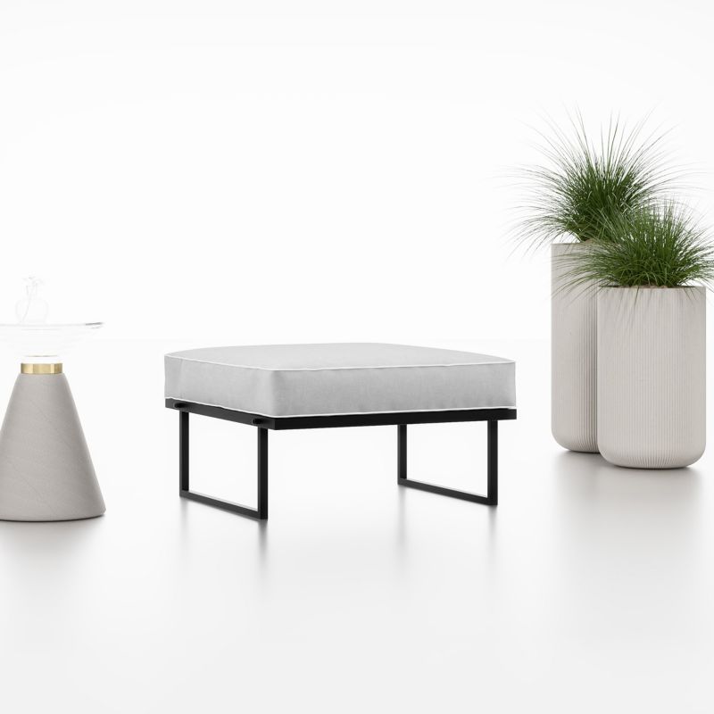 Bettso Garten udendørs puf på sorte ben i lys grå, 1 stk.