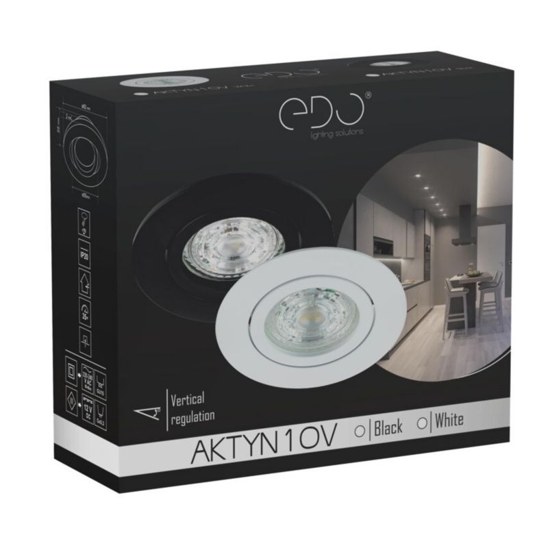 Indbygningsspot Edo Aktyn 1 Ov Black IP20 rund sort EDO777122 1 stk.