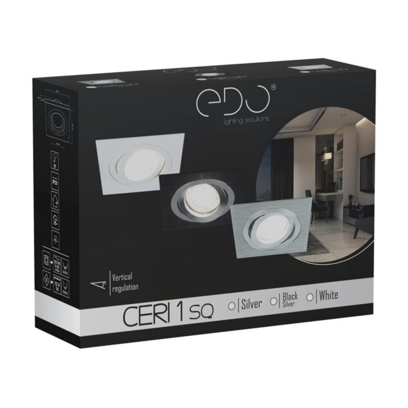 Indbygningsspot Edo Ceri 1 SQ hvid IP20 kvadratisk EDO777139 1 stk.
