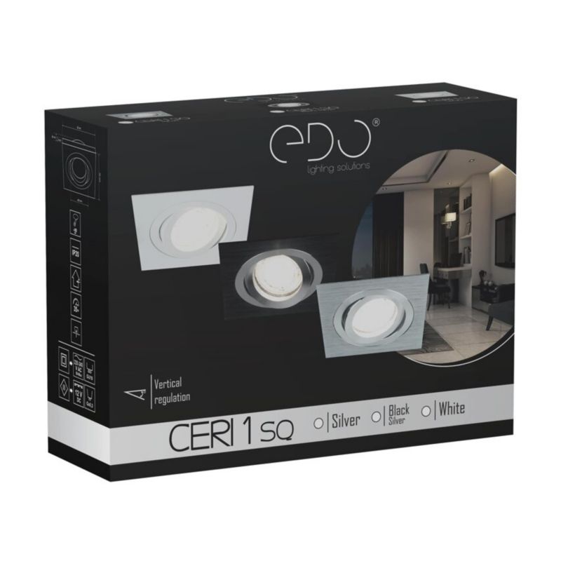 Indbygningsspot Edo LED Ceri 1 SQ sort IP20 kvadratisk med sort børstet finish EDO777138 1 stk.