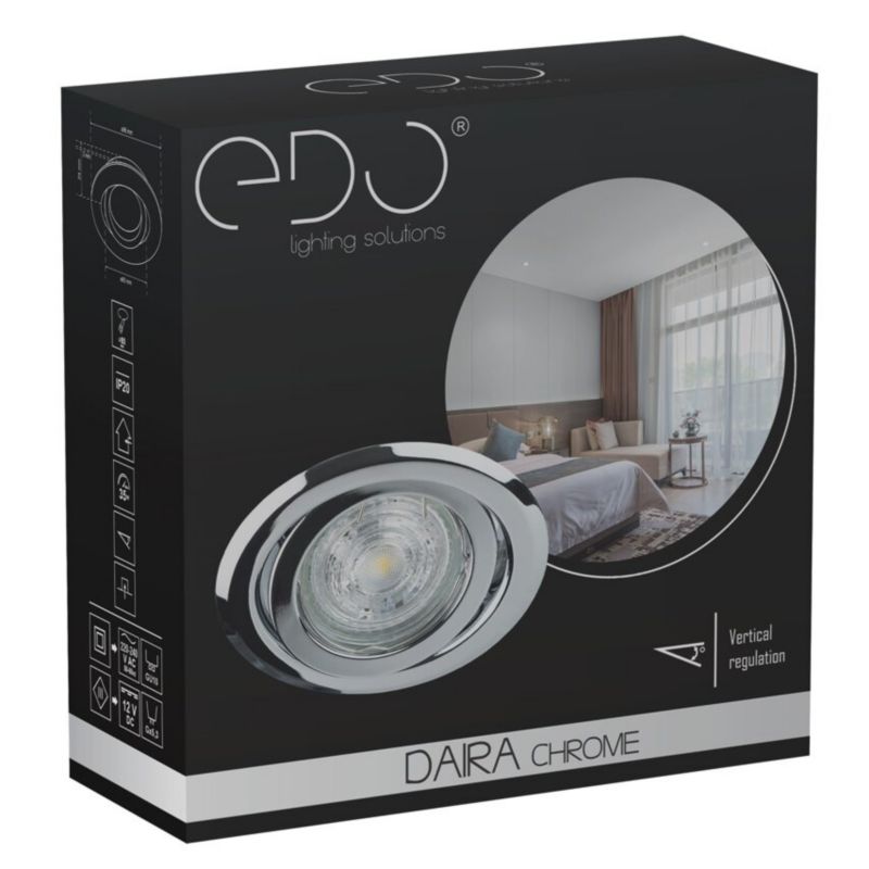 Indbygget justerbar loftspot Edo Daira krom IP20 rund krom EDO777300 1 stk.