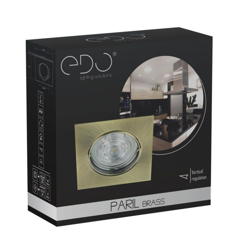 Indbygningsspot Edo Paril Brass IP20 kvadratisk justerbar loftlampe i messing EDO777322 1 stk.