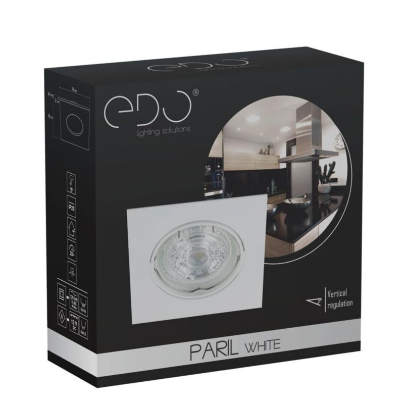 Indbygningsspot Edo Paril White IP20, justerbar, kvadratisk, hvid, EDO777319, 1 stk.