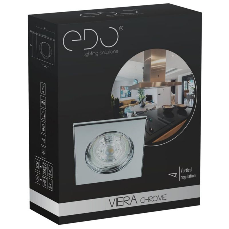 Indbygningsspot Viera Chrome IP20 justerbar kvadratisk krom EDO777305 1 stk.
