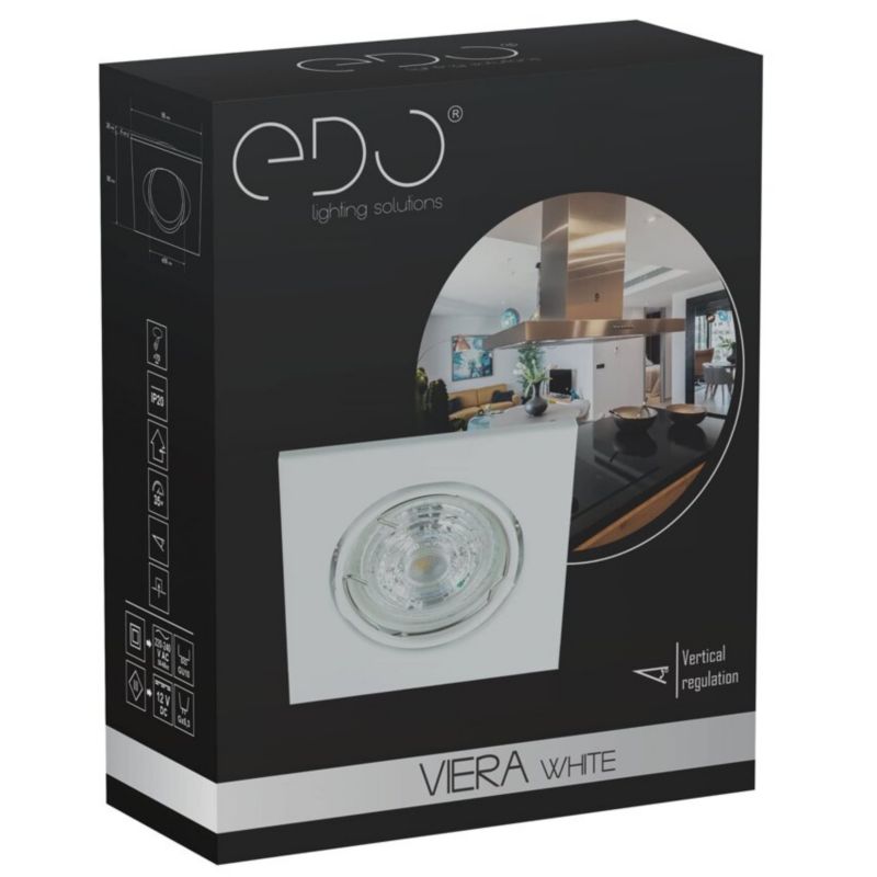 Indbygningsspot Edo Viera White IP20, justerbar, kvadratisk, hvid, EDO777303, 1 stk.