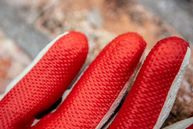 Arbejdshandsker NEO TOOLS 65 % bomuld og 35 % polyester med gummibelægning str. 10 hvid-rød 1 par