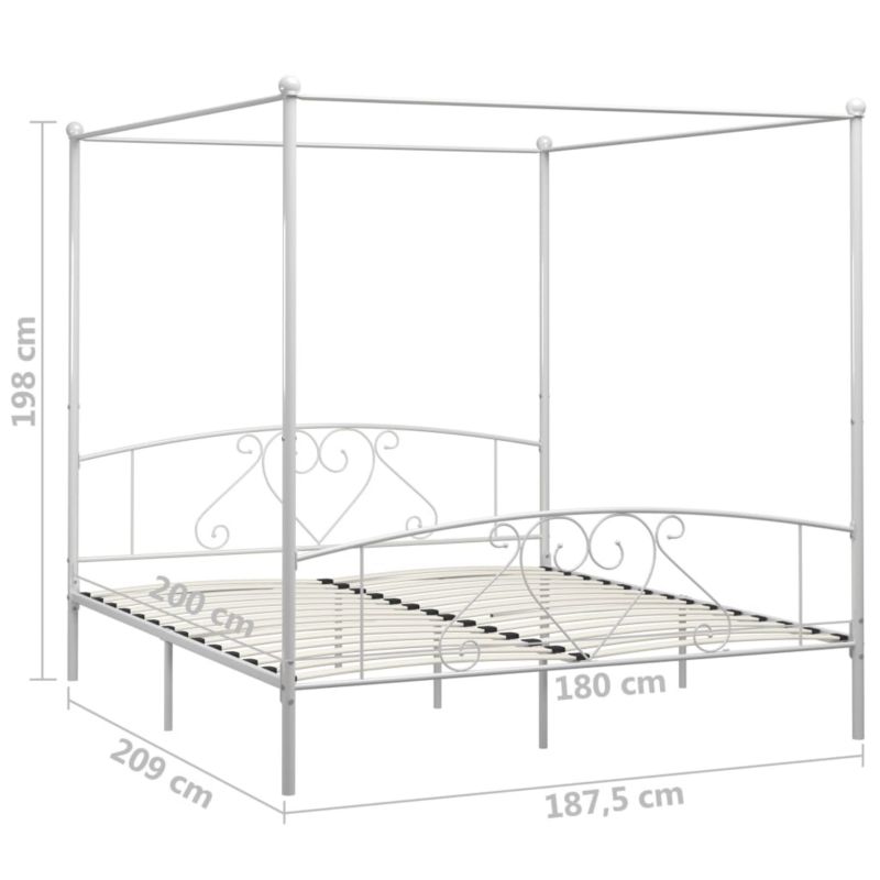 Sengeramme med Baldakin 209x187,5x198 cm Hvid