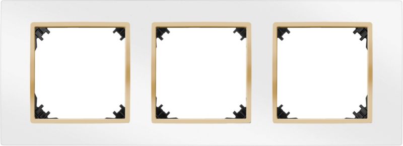 Dekorativ tredobbelt ramme Elektro-Plast Vestra hvid / guld