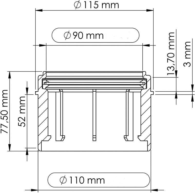 WC-afløbsreduktionsstykke Tycner 90 / 110 mm