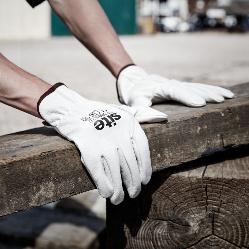 Site grå læderarbejdshandsker L T9