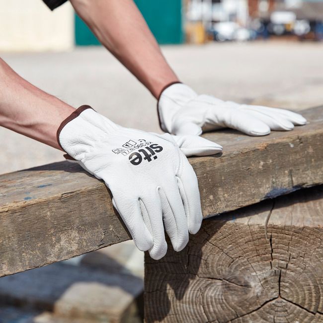 Grå læderarbejdshandsker Site XL T10