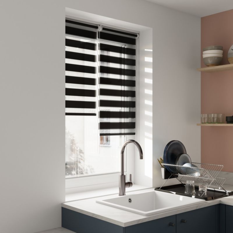 GoodHome Elin dag-nat rullegardin 37,3 x 160 cm mat-sort