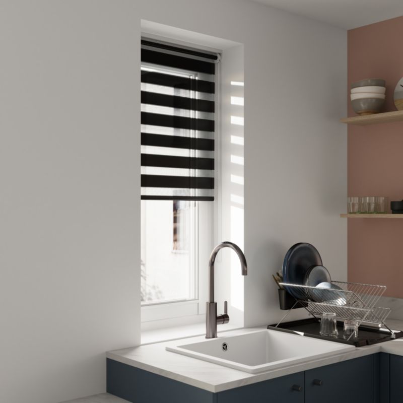 GoodHome Elin dag-nat rullegardin 53,3 x 160 cm mat-sort