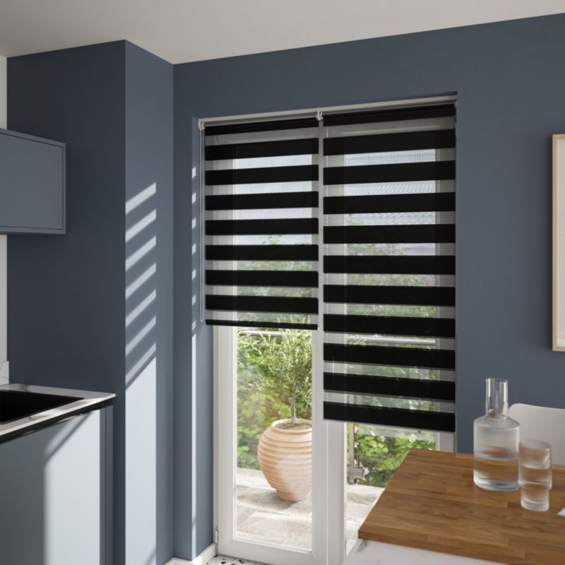 GoodHome Elin dag/nat rullegardin 68,8 x 240 cm mat-sort