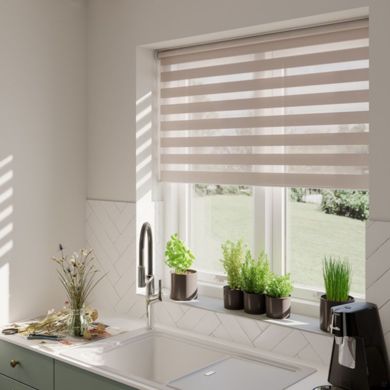 GoodHome Elin dag-nat rullegardin 97,3 x 160 cm i perleskær grå