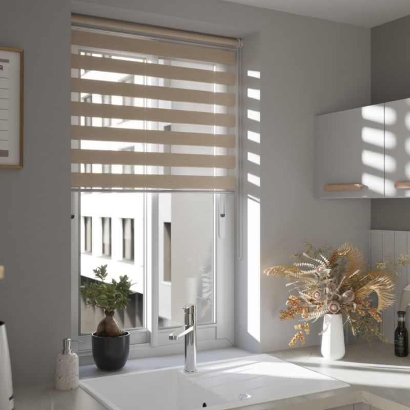 GoodHome Elin dag-nat rullegardin 97,3 x 240 cm i lys beige