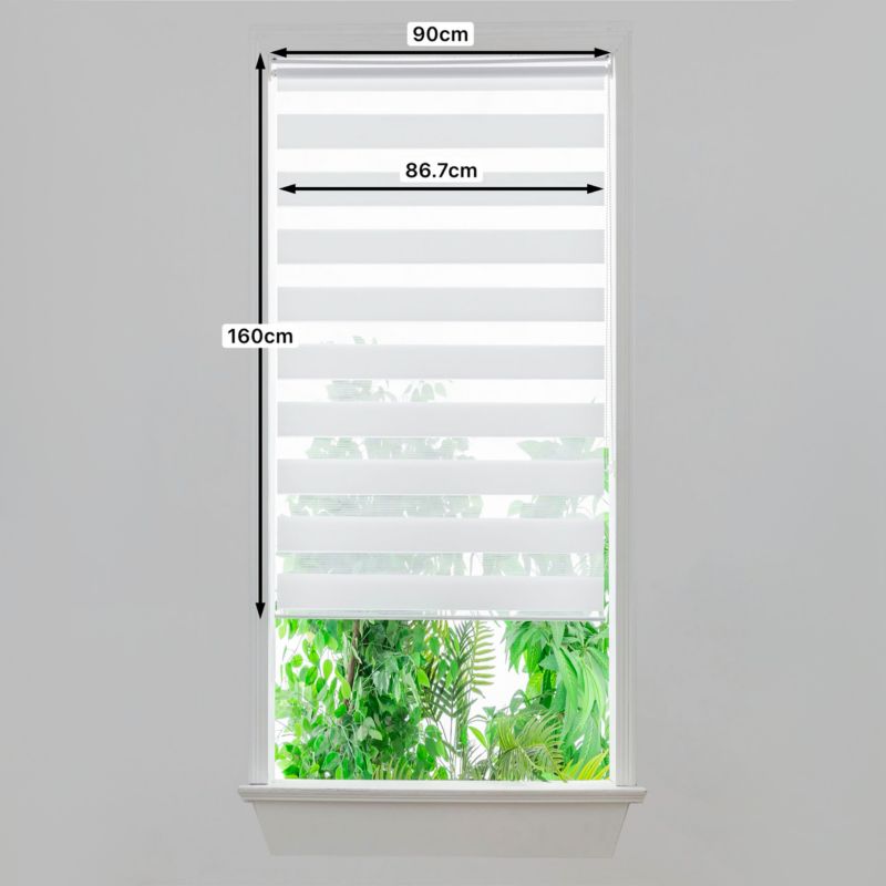 Dag- og nat rullegardin OPP 86,7 x 160 cm hvid