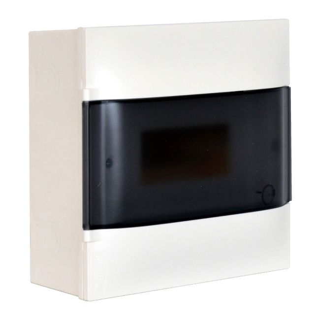 Vægmonteret el-tavle Legrand 1 x 8 moduler med røgfarvede døre