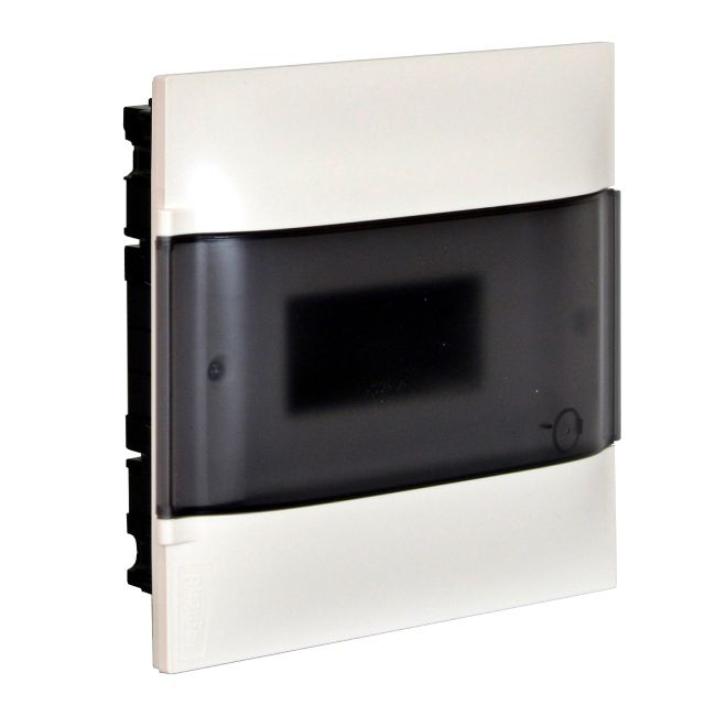 Indbygningsfordelingsskab Legrand 1 x 8 moduler med røgfarvede døre