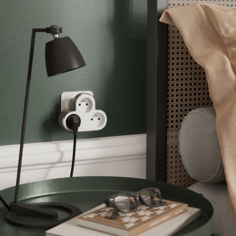 Jacobsen forgreningsstik med 3 jordede stik, hvid-grå