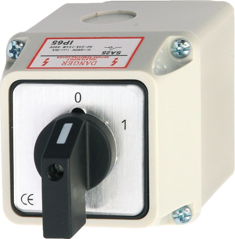 3-faset afbryder 25 A med kabinet 0-1