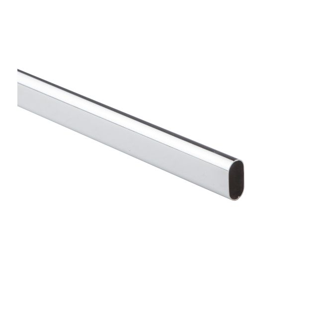 Ovalrør 30 x 15 mm, længde 300 cm, krom
