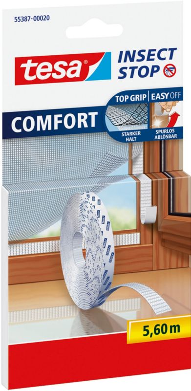 Tesa Comfort selvklæbende velcro til insektnet 10 mm x 5,6 m