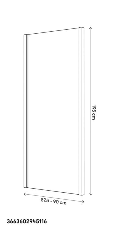 GoodHome Beloya 90 cm brusevæg i krom/transparent glas