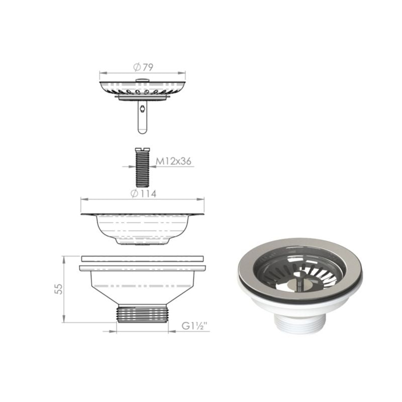 Universelt afløbssigte til vask, GranMaster, krom, 1 stk.