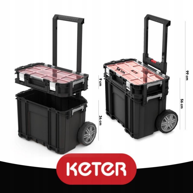 Keter Connect værktøjskasse på hjul med organizer