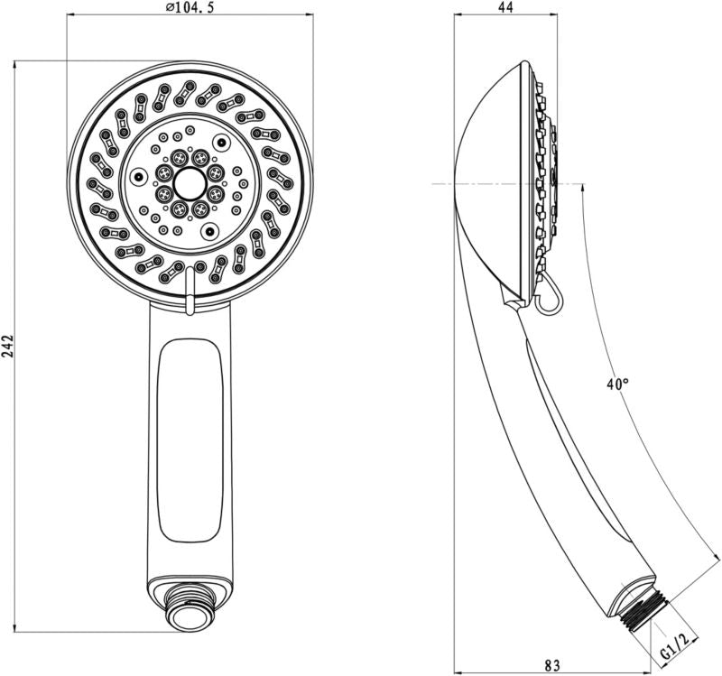 GoodHome Towada 5-funktions bruserhoved i krom