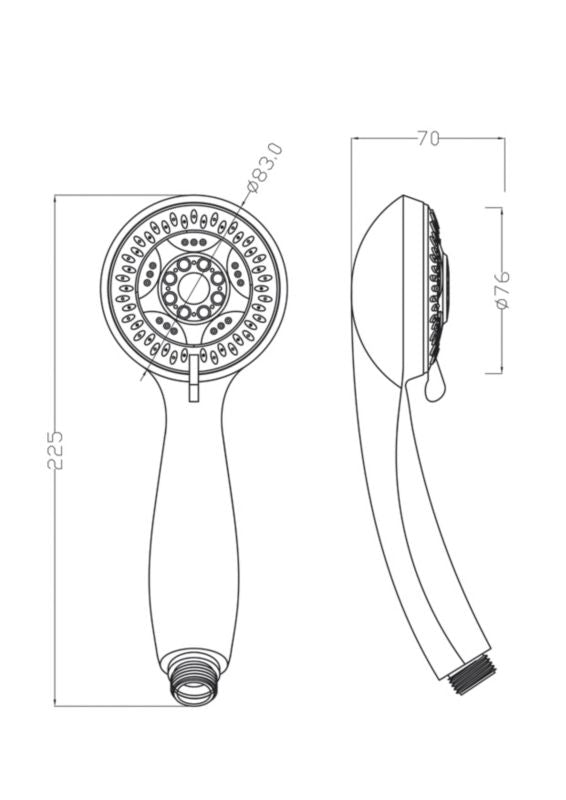 Huko 5‑funktioners bruserhoved i krom