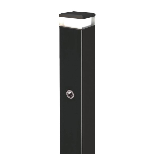 Portstolpe 10 x 10 x 220 cm med LED-lys, sort strukturoverflade